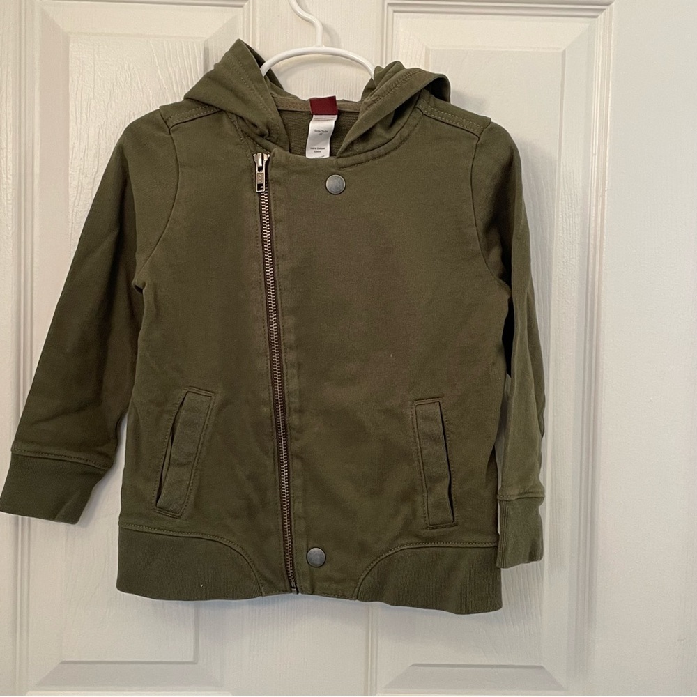 Tea Collection Boys Moto-Style zip up hoodie 3T